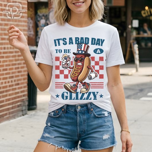面白い7月4日のグリジーが嫌な日 Hot Dog Tシャツ