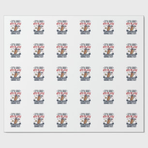 面白い7月4日のホットドッグ ビンテージ愛国的なシャツ_ ラッピングペーパー