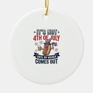 面白い7月4日のホットドッグ ビンテージ愛国Tシャツ_ セラミックオーナメント