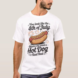 面白い7月4日のホットドッグ Tシャツ