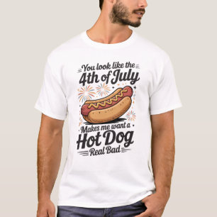 面白い7月4日のホットドッグ Tシャツ
