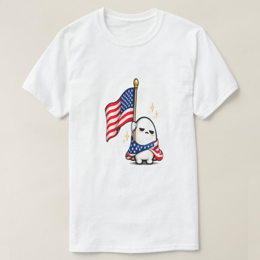 面白い7月4日の疲れたアメリカキャラクター Tシャツ (デザイン正面)
