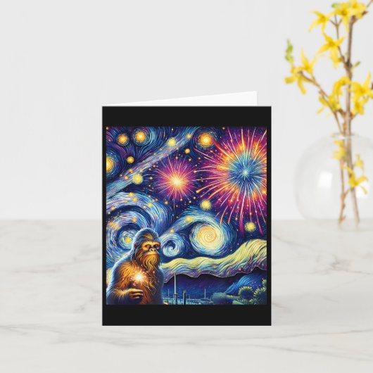 面白い7月4日ビッグフットナイト花火第四の7月 カード (黄色い花)