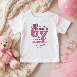 面白い7歳の誕生日 | 「6歳から7歳へ」パーティー ベビーTシャツ