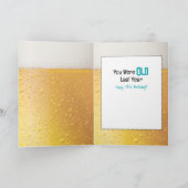 面白い70歳の誕生日の男性の漫画ビール老齢楽しみ カード (内部)