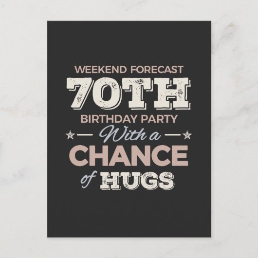 面白い70歳の誕生日メッセージ ポストカード (正面)