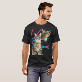 面白い80年代の猫のユーモア レトロな肖像画 Tシャツ (正面フル)