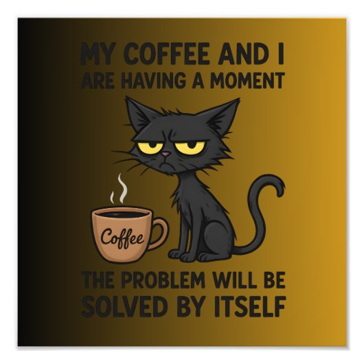 面白い+おこった猫のコーヒー漫画 | ユーモアコーヒー フォトプリント            (正面)