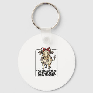 面白い+おこった+パッチワーク+牛+ヴィンテージ+Tシャツ+デザイン キーホルダー