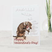 面白い、かわいい、バレンタインデー、犬が歌う、楽しい カード (正面)