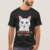 面白い かわいい 猫 Tシャツ - 考えるな ただの波動 Gr (正面)