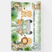 面白い かわいい 野生の ジャングル サファリ 動物 誕生日 横断幕 (縦)
