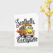 面白い！みんなで学校へ行く安全ベルト、バスの運転手さん カード (黄色い花)