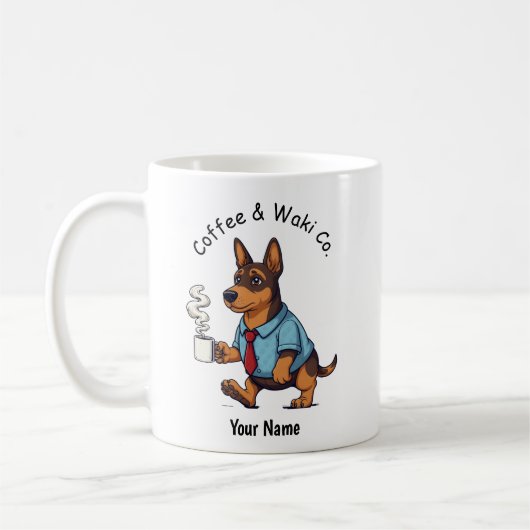 面白い アザワク 犬 ビジネススーツ コーヒー コーヒーマグカップ (左)