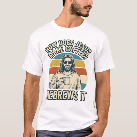 面白い イエス コーヒー ヴィンテージ 彫刻 Tシャツ デザイン (正面)