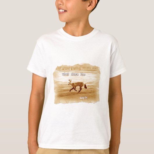 面白い キツネはなんて言うの？ Tシャツ (正面)