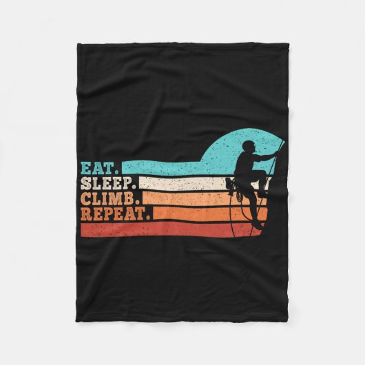 面白い クライミング 男性用 Eat Sleep Climb Repeat フリースブランケット (正面)