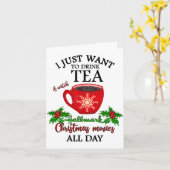 面白い、クリスマスにただ紅茶を飲みたいだけ カード (黄色い花)