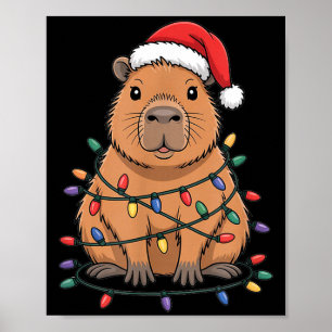 面白い クリスマス カピバラ かわいい カートゥーン デザイン ポスター