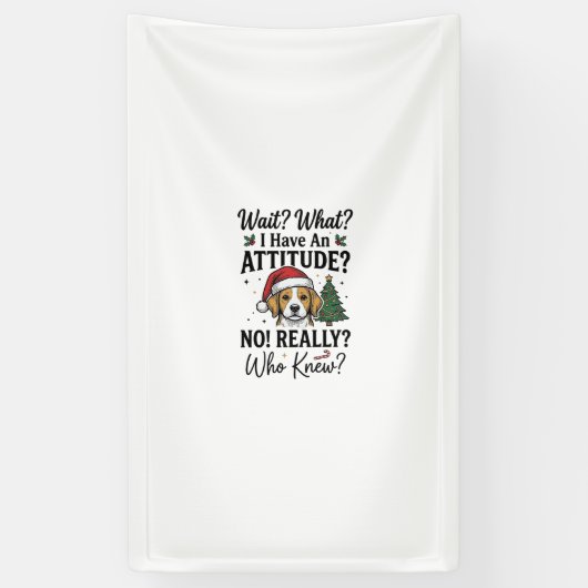 面白い クリスマス 犬 態度 ヴィンテージ 彫刻 Tシャツ 横断幕 (縦)