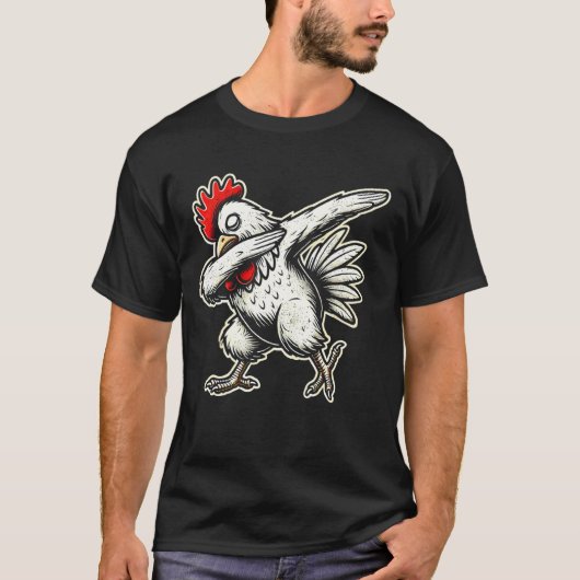 面白い クレイジーダビングチキンダンス 涼しい動物 パーティー Tシャツ (正面)