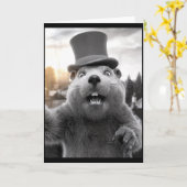 面白い！グラウンドホッグデーのウッドチャック 面白いグラウンドホッグ セル カード (黄色い花)