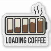 面白い コーヒー充電中 バッテリー残量表示 ビニールステッカー シール (正面)