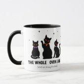  面白い コーヴン全体がここにいます 黒猫 ハロウィ マグカップ (左)