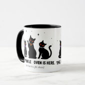  面白い コーヴン全体がここにいます 黒猫 ハロウィ マグカップ (正面左)