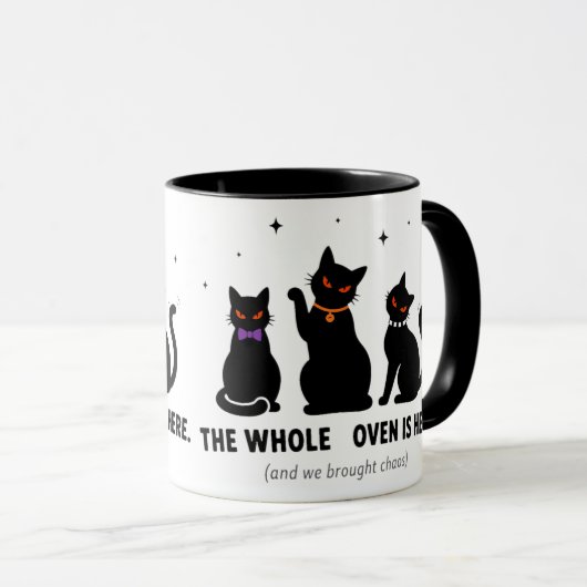  面白い コーヴン全体がここにいます 黒猫 ハロウィ マグカップ (正面右)