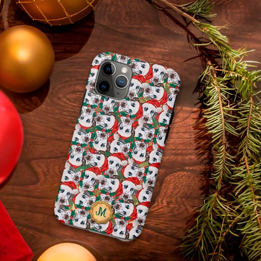 面白い ゴールド グリーン ダルメシアン かわいい 犬 クリスマス Case-Mate iPhoneケース