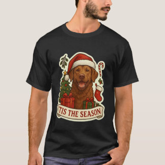 面白い チェサピーク・ベイ・レトリバー クリスマスの季節の犬 Tシャツ