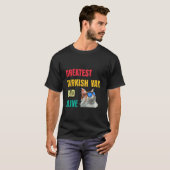 面白い トルコバン猫のパパは最高に生きている Tシャツ (正面フル)