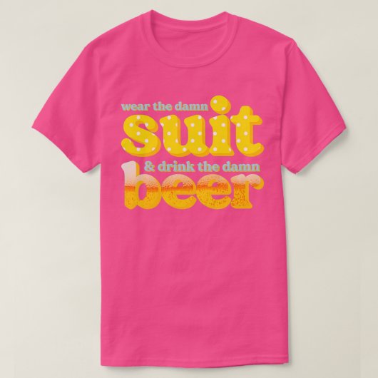 面白い ドリンク ビールを着たスーツ Tシャツ (デザイン正面)