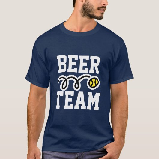 面白い「ビールチーム」テニスTシャツ Tシャツ (正面)