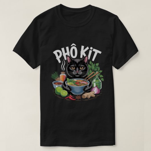 面白い「フォーキット」黒猫Tシャツ Tシャツ (デザイン正面)