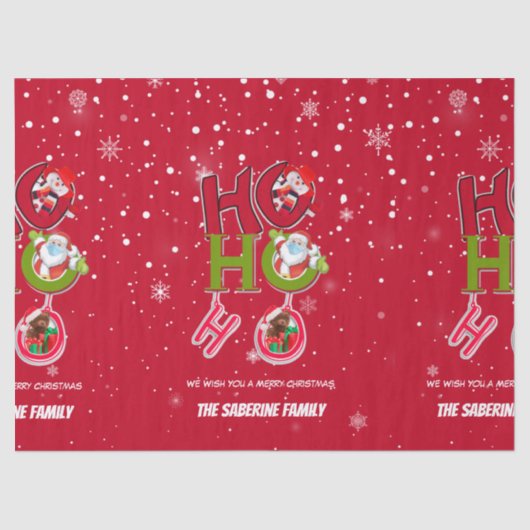 面白い ホホホ ホホホ レトロなクリスマス お祭り騒ぎのホリデーシーズン 薄葉紙 (正面)