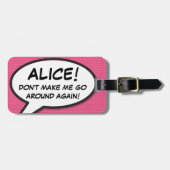 面白い モダン ピンク カスタマイズ スピーチ バブル ラゲッジタグ (正面横)