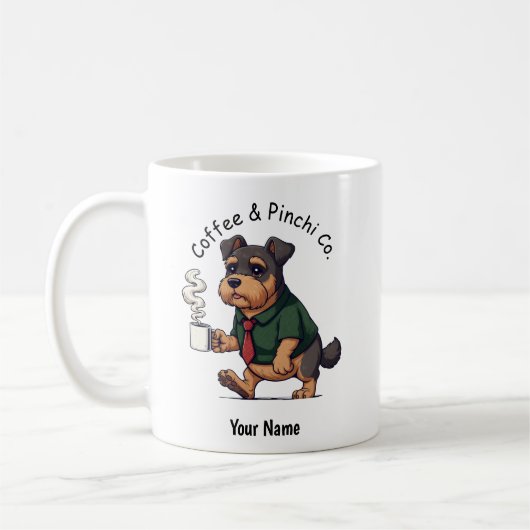 面白い モンキー犬 ビジネススーツ コーヒー コーヒーマグカップ (左)