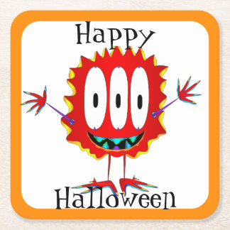 面白い, モンスター, ハロウィン スクエアペーパーコースター