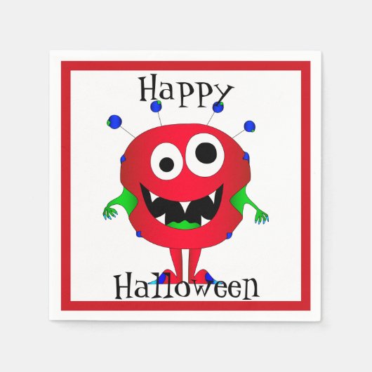 面白い, モンスター, ハロウィン スタンダードカクテルナプキン (正面)