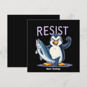 面白い レジスタンス ペンギン 関税に反対するデモ 招待状 (正面/裏面)