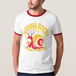 面白い レースする? カタツムリ 風刺 ユーモア リンガー Tシャツ