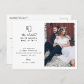 面白い ロールウィズイット フォト ウェディング 延期 案内ポストカード (正面/裏面)