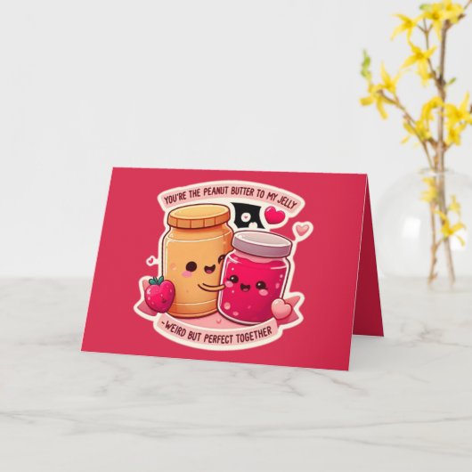 面白い 不思議な 2人のバレンタインデー カード (黄色い花)