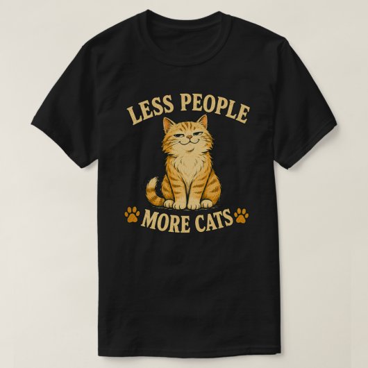 面白い 人が少ない猫が多いデザイン Tシャツ (デザイン正面)