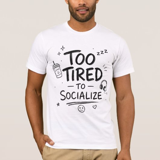 面白い「人と関わるのが面倒くさい」イラストTシャツ Tシャツ (正面)