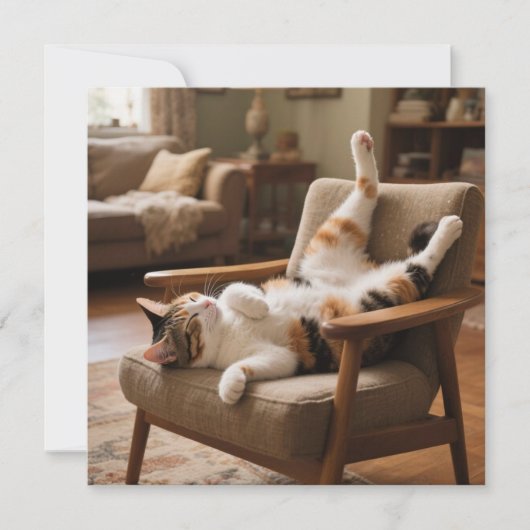 面白い「人生は短い。もっと笑おう」寝てる猫のカード カード (正面)