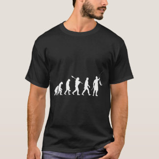 面白い 人間の進化 釣り Tシャツ