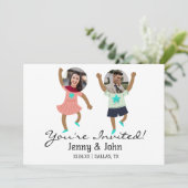 面白い！写真を追加 カスタマイズされた新婦と新郎の結婚式 招待状 (スタンド正面)